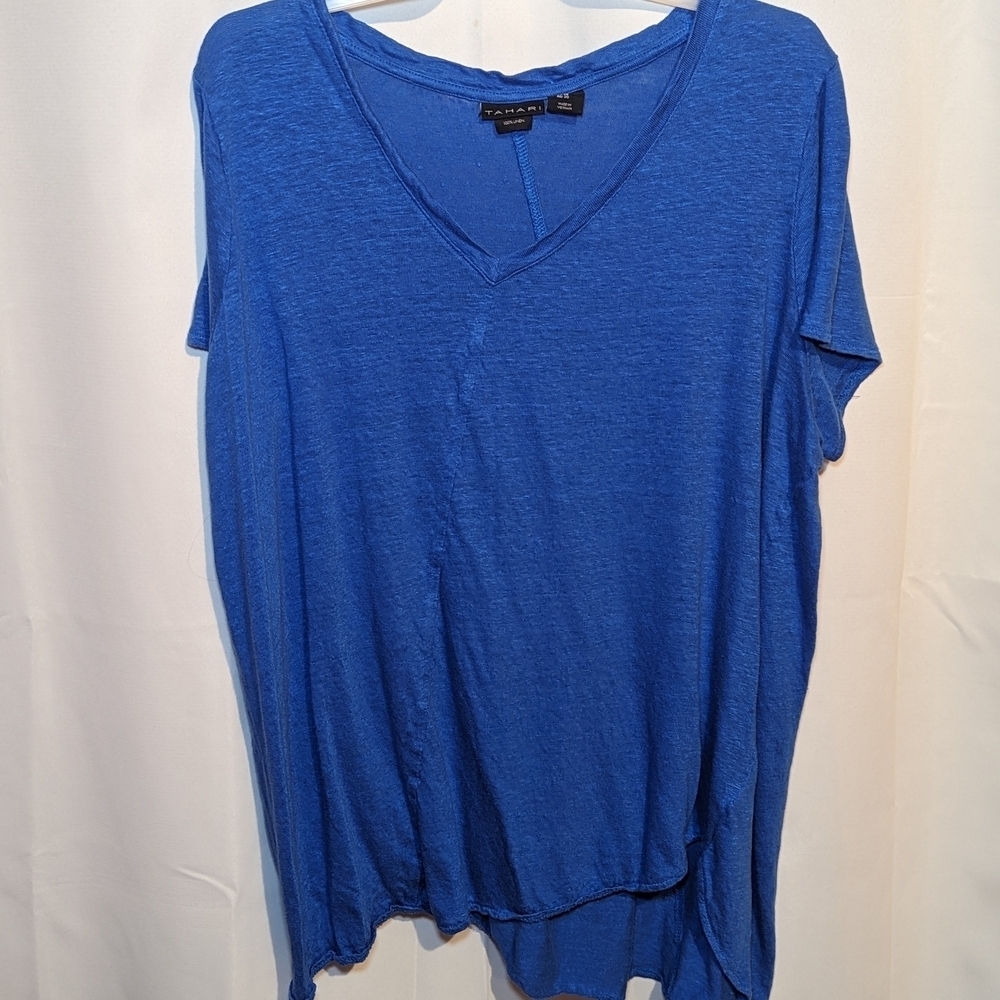 T Tahari Women's Blue Short Sleeve Top